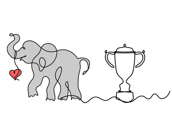 Silhouette Color Abstract Elephant Trophy Line Drawing White — Stock Photo, Image