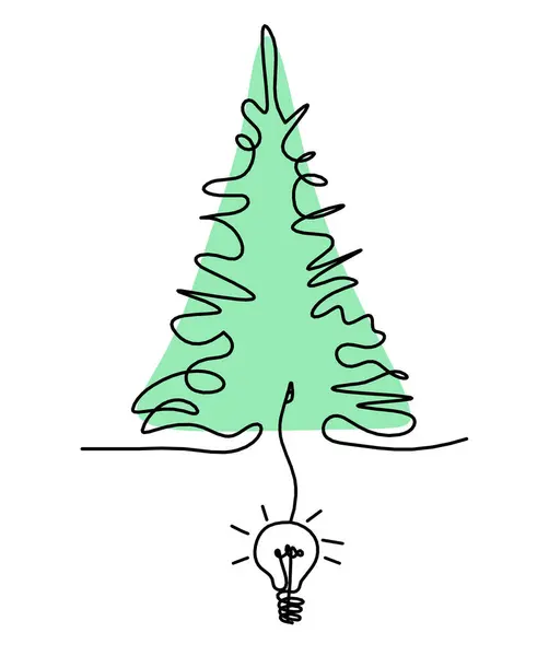 Beyaz Arkaplanda Çizgi Çizimi Olarak Soyut Renk Ağacı Ampul — Stok fotoğraf