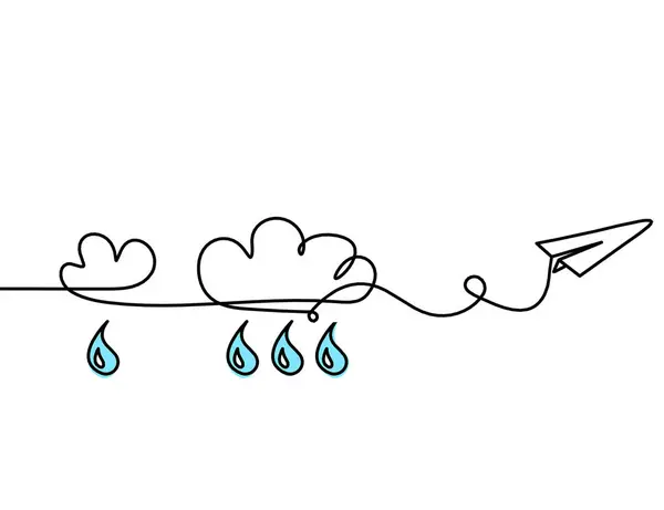 Goccia Astratta Blu Con Nuvole Piano Carta Come Disegno Linea — Foto Stock