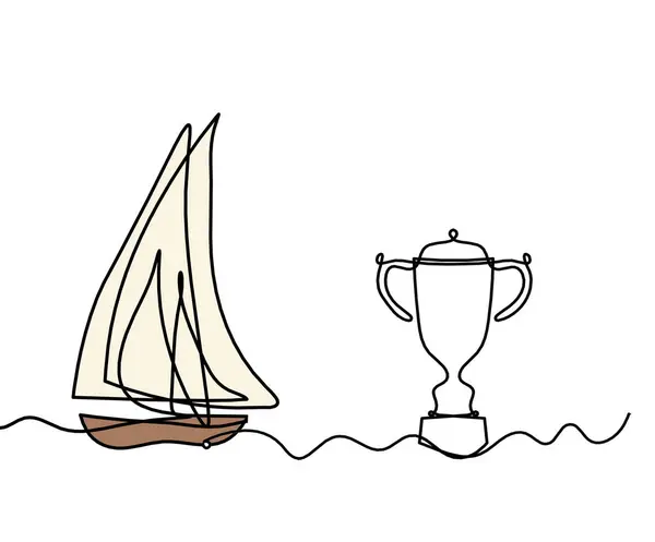Abstract Color Boat Trophy Line Drawing White Background — Stock Photo, Image