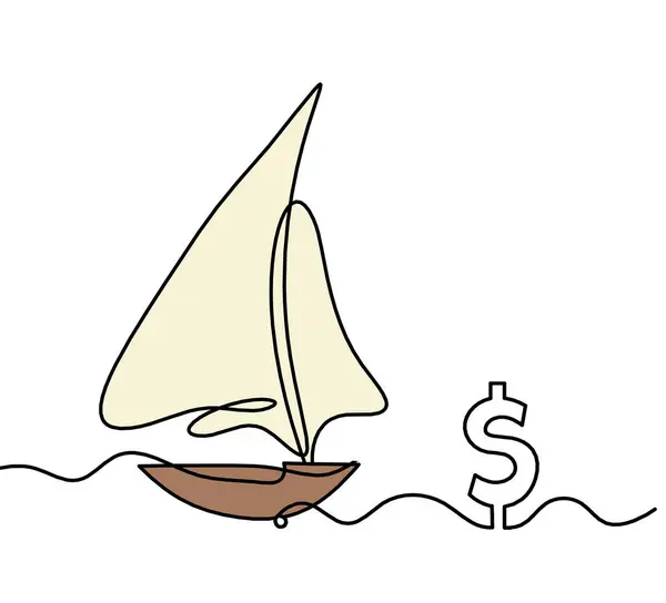 Barco Cores Abstrato Com Dólar Como Desenho Linha Fundo Branco Fotografia De Stock
