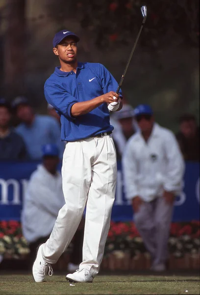 Tiger Woods Compitiendo Mercedes Benz Open 1997 Costa Fotos de stock libres de derechos