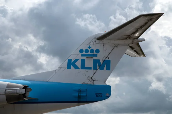 Backside Fokker Cityhopper Desde Klm Aeropuerto Schiphol Los Países Bajos — Foto de Stock