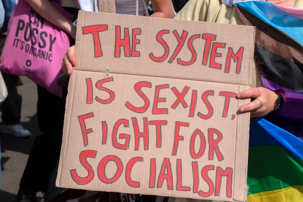 Billboard Sistema Sexista Lucha Por Socialismo Caminata Gaypride Ámsterdam Los —  Fotos de Stock