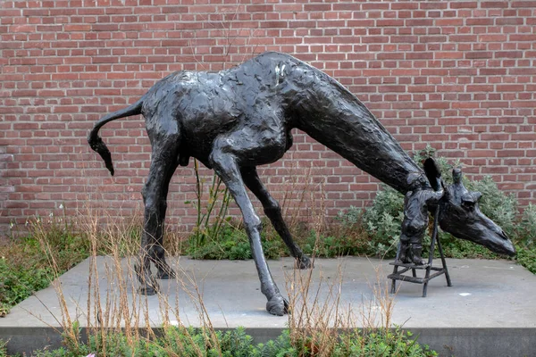 Estatua Bronce Una Jirafa Zoológico Artis Amsterdam Países Bajos 2022 — Foto de Stock