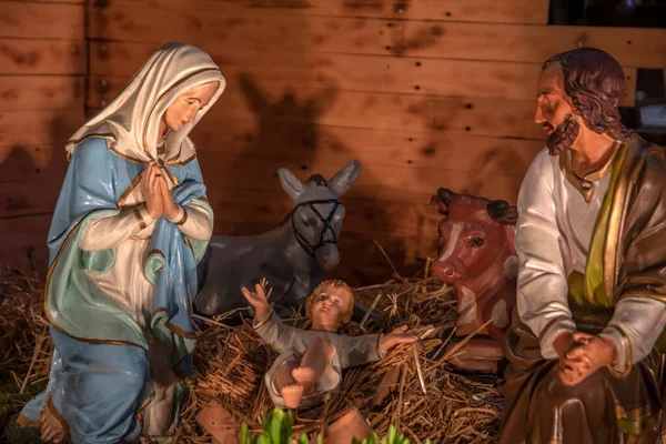Décoration Noël Jésus Dans Une Scène Nativité Amsterdam Aux Pays — Photo