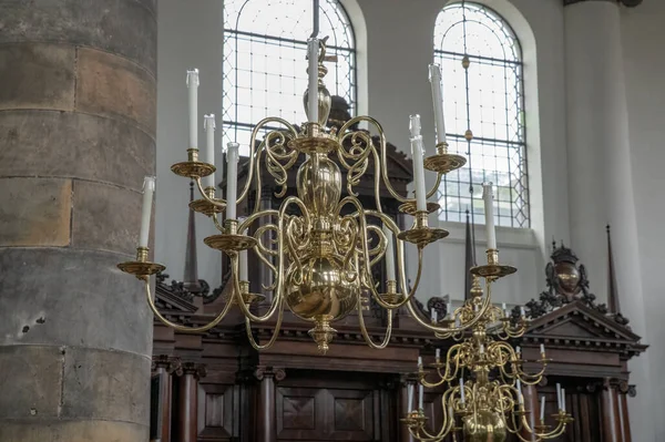 Close Chandelier Sinagoga Portuguesa Amesterdão Países Baixos 2022 — Fotografia de Stock