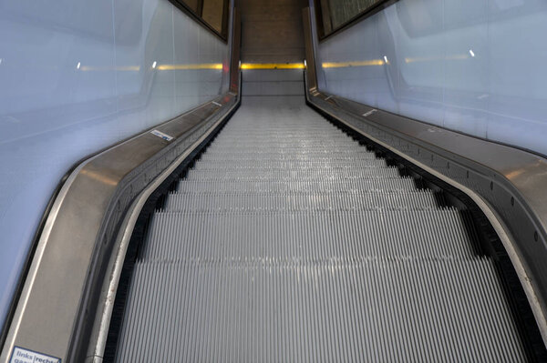 Close Up Escalator At The Central Train Station At Amsterdam The Netherlands 14-3-2022