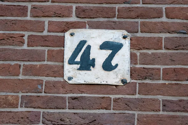 Närbild Hus Nummer Amsterdam Nederländerna 2022 — Stockfoto