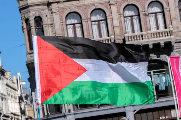 stock image Close Up Palestinian Flag At Amsterdam The Netherlands 19-3-2022