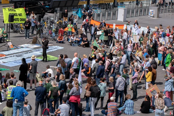 Extinção Rebelião Demonstração Aeroporto Schiphol Países Baixos 2022 — Fotografia de Stock