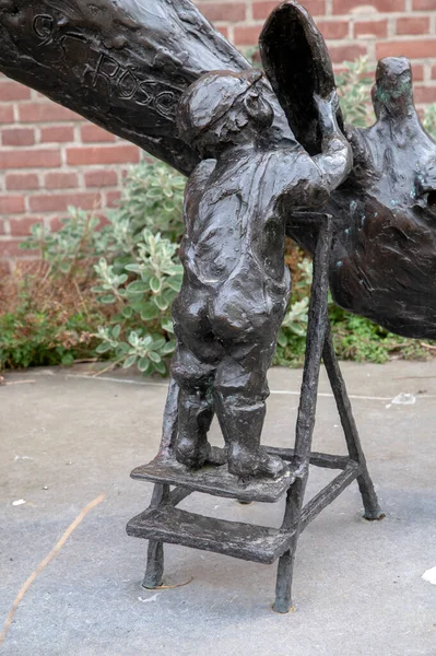 Détail Statue Bronze Une Girafe Zoo Artis Amsterdam Pays Bas — Photo