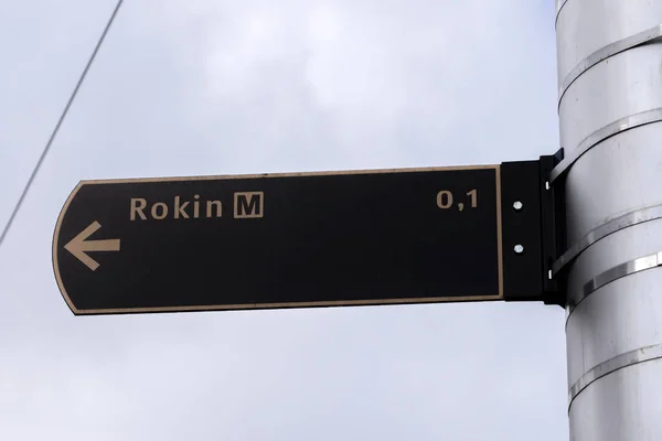Direction Sign Rokin Amszterdamban Hollandia 2022 — Stock Fotó