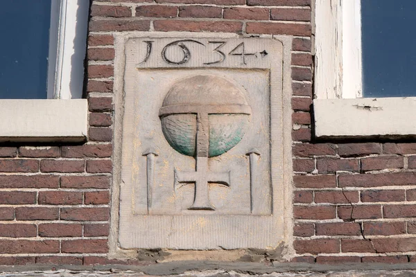 Facade Stone Inverted Orb Herengracht 419 Canal House Amsterdam Netherlands — Stock Photo, Image