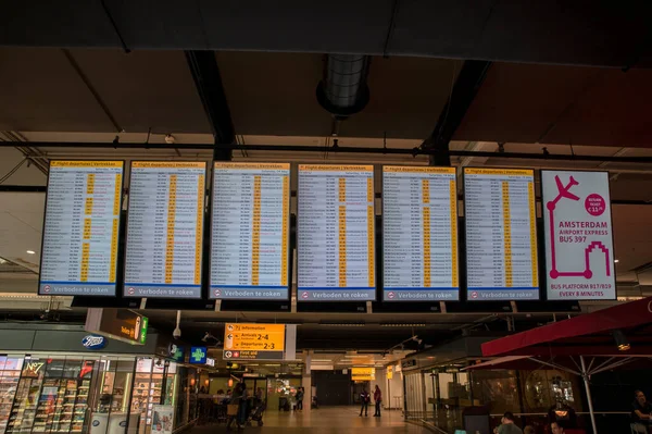 Flight Departures Monitors Schiphol Airport Netherlands 2022 — Stock Photo, Image