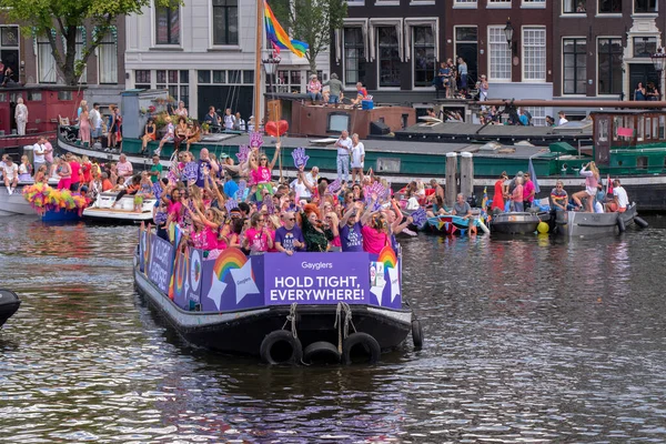 Gayglers Google Boat Gaypride Canal Boats Amsterdam Нидерланды 2022 — стоковое фото