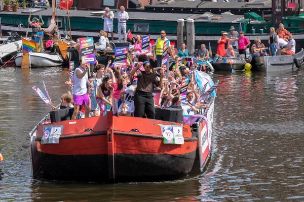 stock image GSA FIGHTERS FOR CHANGE Boat At The Gaypride Canal Parade With Boats At Amsterdam The Netherlands 6-8-2022