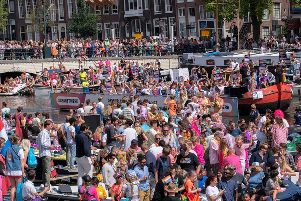 Gsa Fighters Change Boat Gaypride Canal Parade Boats Amsterdam Países — Foto de Stock