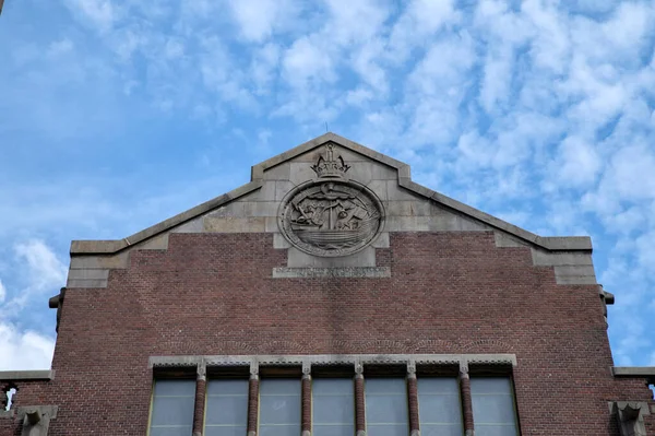 Ornamento Histórico Sobre Edifício Beurs Van Berlage Amsterdam Países Baixos — Fotografia de Stock