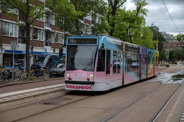 Gaypride Amsterdam Tramvayı Hollanda 2022 Stok Resim