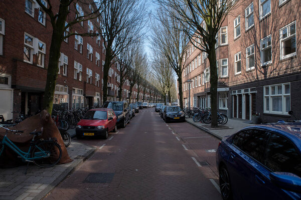 Kromme Mijdrechtstraat Street At Amsterdam The Netherlands 24-3-2022