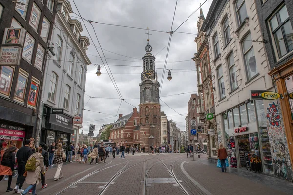 Tour Munt Arrière Plan Avec Ciel Nuageux Amsterdam Pays Bas — Photo