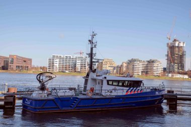 Police Boat At The IJdok At Amsterdam The Netherlands 17-3-2022 clipart