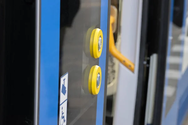 Stock image Open The Door Button On At Amsterdam The Netherlands 14-3-2022