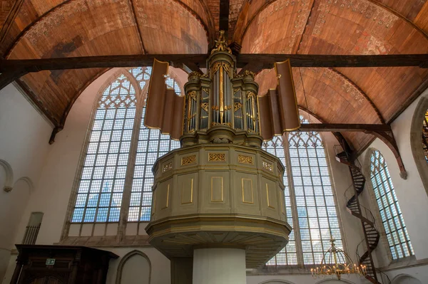 Órgão Dentro Igreja Velha Amsterdã Holanda 2022 — Fotografia de Stock