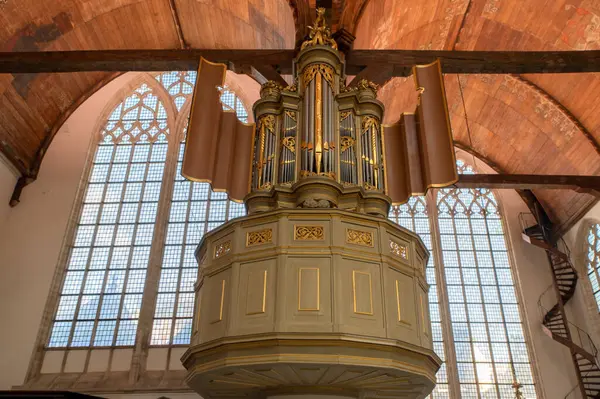Órgão Dentro Igreja Velha Amsterdã Holanda 2022 — Fotografia de Stock
