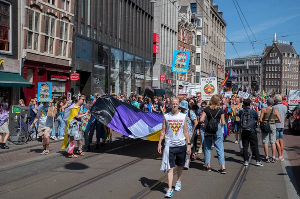 stock image Pride Walk And Demonstration At Amsterdam The Netherlands 30-7-2022