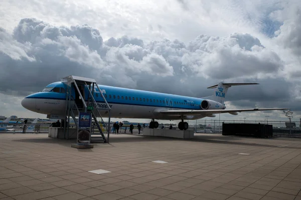 Vista Lateral Fokker Cityhopper Desde Klm Aeropuerto Schiphol Los Países — Foto de Stock