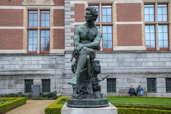 Statua Mercurio Giardino Gratuito Del Rijksmuseum Museum Amsterdam Paesi Bassi — Foto Stock