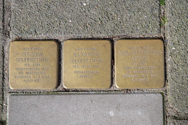 Мемориальный Камень Перштейна Семейной Коллекции Амстердаме Нидерланды 2022 — стоковое фото