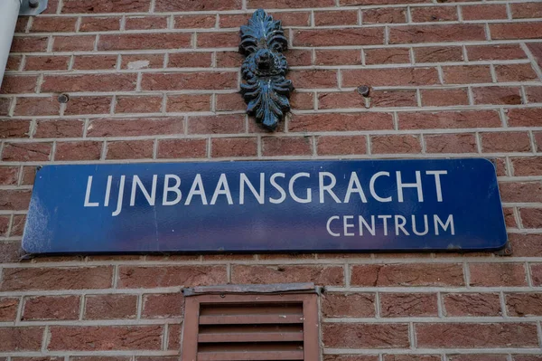 Street Sign Lijnbaansgracht Amsterdam Netherlands 2022 — Stock Photo, Image