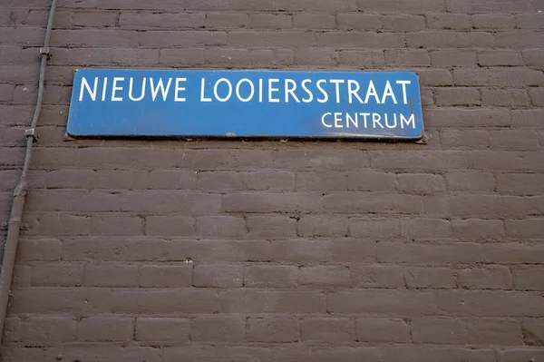 Street Sign Nieuwe Looiersstraat Amszterdamban Hollandia 2022 — Stock Fotó