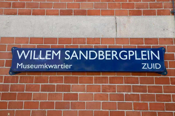 Street Sign Willem Sandbergplein Amszterdamban Hollandia 2022 — Stock Fotó