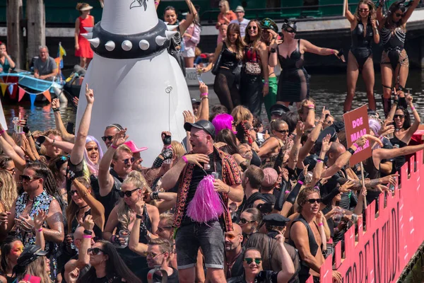 Disco Dolly Boat Gaypride Kanalparad Med Båtar Amsterdam Nederländerna 2022 — Stockfoto