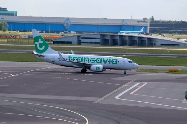 stock image Transavia Boeing Plane At Amsterdam The Netherlands 25-5-2022