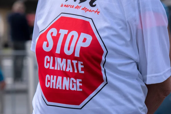 Camiseta Com Sinal Rua Para Parar Mudanças Climáticas Schiphol Holanda — Fotografia de Stock