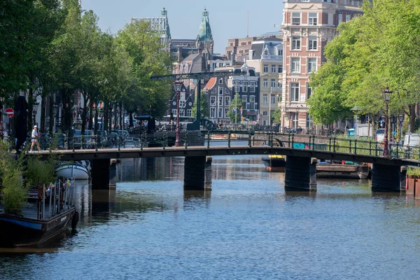 Vista Dal Ponte Oost Indische Huisbrug Amsterdam Paesi Bassi 2022 — Foto Stock