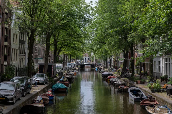 Pohled Raamgracht Kanálu Groenburgwal Kanálu Amsterdamu Nizozemsko 2022 — Stock fotografie
