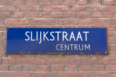 Amsterdam 'da Sokak İşareti Slijkstraat Hollanda 23-6-2022