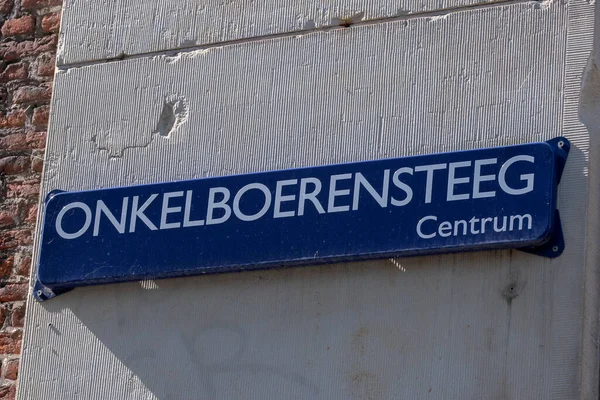 Street Sign Onkelboerenstreeg Amszterdamban Hollandia 2022 — Stock Fotó