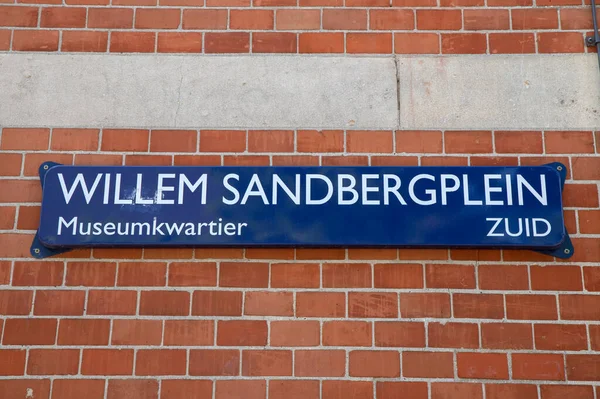Street Sign Willem Sandbergplein Амстердамі Нідерланди 2022 — стокове фото