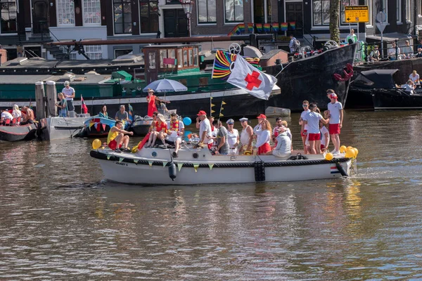 Туринг Лодки Канале Gaypride Лодками Амстердаме Нидерланды 2022 — стоковое фото