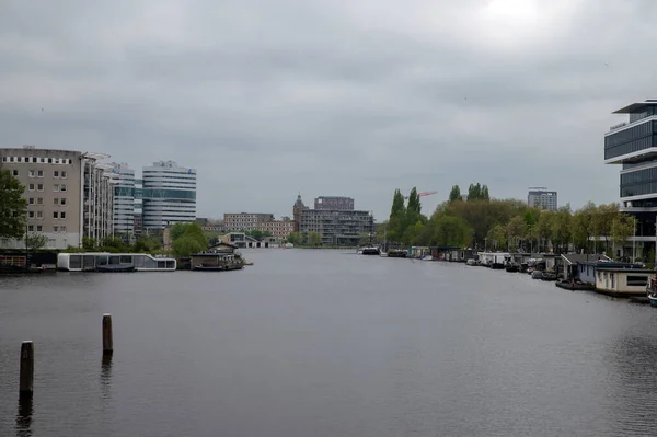 Widok Amstel Amsterdamie Holandia 2022 — Zdjęcie stockowe