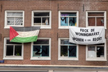 Amsterdam 'da Filistin Bayrağı ve Gösteri Bayrağı 21-3-2024