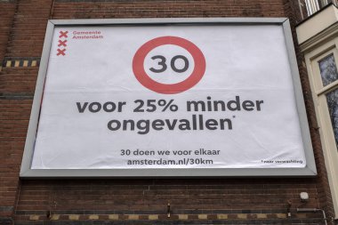 Amsterdam 'da Billboard 30 Kilometrenin Altında Hız Hollanda 22-2-2024