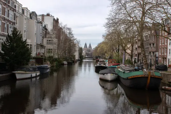 stock image View On The Lijnsbaangracht Canal At Amsterdam The Netherlands 26-3-2024